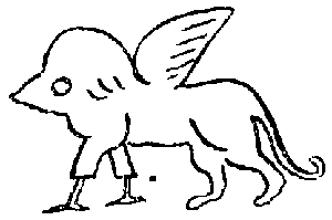 Fig. 1.—Early Representation of a "Dragon" Compounded of the Forepart of an Eagle and the Hindpart of a Lion—(from an Archaic Cylinder-seal from Susa, after Jequier).